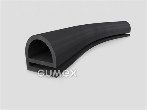Gummiprofil, 21x20/2,7mm, "e" Form mit Loch, 60°ShA, NBR, -40°C/+70°C, schwarz, 